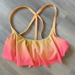 Victoria’s Secret PINK pink & orange ombré flounce large bikini top